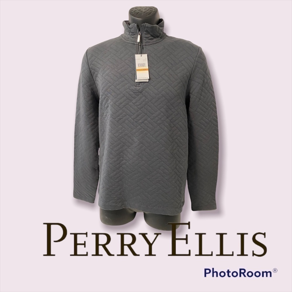 𝅺nwt, Perry Ellis Quilted 1/4 Zip, long Sleeve